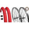 RMS Coppia Ruote Bici GRAZIELLA - MTB 20 x 1.75 + PIGNONE Z16 + COPERTONI Rosso + CAMERE + Flap
