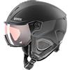 uvex Instinct Visor Pro V Casco da sci per adulti, uomini e donne, unisex, con visiera variomatica, auto-colorante, nero opaco 56-58
