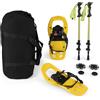 COSTWAY Racchette da Neve per Bambini 28-37, Bastoncini da Trekking Telescopici 51,5-100 cm con Punte in Tungsteno, Dischi Neve e Dischi Fango, Ciaspole da Neve con Legatura a Cricchetto e Borsa