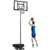SPORTNOW Canestro Basket Esterno Regolabile in Altezza 135-305 cm, Canestro da Basket con Ruote, Base Riempibile, Sacco di Peso, Tabellone Infrangibile, Portatile per Interno Adulti Adolescenti, Nero