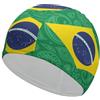 Oudrspo Brasile Bandiera Brasiliana Paisley Unisex Cuffia da Nuoto Elastica Cuffia da a Comoda Cuffia da Nuoto per Capelli Lunghi Corti Ricci