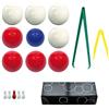 OAH Bilie boccette per Biliardo con buche Diametro m.59 in Resina Sintetica 4 bilie Rosse - 4 Bianche e Un pallino Blu Diametro m.54 con Compasso cm.36 e cm 12 Omaggio Set 5 Birilli.