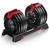 REXGYM Manubri Regolabili Pesi da 3 a 24 kg, 12 Livelli Pesi, Home Gym, Risparmio Spazio (Coppia)