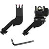 HWZ Fibra ottica tattica offset a 45 gradi anteriore e posteriore, mirino in ferro, transizione mirino in fibra, set di mirini in ferro in fibra ottica di backup BUIS (black)