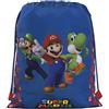 Franco Cosimo Panini SUPER MARIO - Sacca Coulisse Ufficiale Super Mario, Compatta e Versatile, Ideale per Palestra, Scuola, Viaggi, Portamerenda, Idea Regalo Bambini e Ragazzi, 35x42x2 cm, Blu