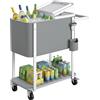 Outsunny Carrello refrigerante con capacità di 56 l, con ruote, apribottiglie, ripiano inferiore, manico carrello per bevande, refrigeratore, portabicchieri per feste all'aperto e barbecue, grigio