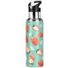 Wzzzsun Frutti Tropicali Bacche di Fragola Borraccia Termica con Cannuccia Sportiva, Bottiglia Acqua in Acciaio Inox Isolato 600ML Senza BPA per Bevande Calde e Fredde per Bambini Scuola