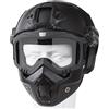 Bvawtrs Maschera tattica per softair, casco integrale per softair, occhiali rimovibili, paintball PJ Fast, con supporto NVG anteriore e guida laterale, colore nero 2