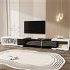 MSMOK Mobile TV 140 - 260 cm, moderna funzione girevole, effetto marmo bianco, finitura opaca nera