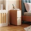BAUBUY Comodino stretto con 2 cassetti Comodino in pelle in microfibra Tavolino da divano sottile minimalista per piccoli spazi Mobili per camera da letto