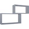 MODULARREDO | BIS RETTANGOLO BISLUNGO Set di 2 Mensole da Muro, Pensile Bagno, Mensola da Parete, 70x35 p20 cm e 60x30 p20 cm, Kit Tasselli Incluso, Grigio - Made in Italy