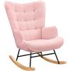 TIMORWTF Sedia a dondolo Rosa, Rocking Chair, Sedia per l'allattamento, Sedia in velluto Teddy con gambe in legno massiccio, per soggiorno, camera da letto, balcone (rosa)