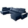 Robin Inspire Caesar Divano angolare con Funzione Letto cassetto per Biancheria da Letto a Forma di U con tavolino per Laptop blu navy scuro angolo a sinistra 340 x 200 x 90/103