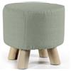 MECSAL CASALINGHI Pouf Sgabello Rotondo Tondo, Gambe in Legno, Morbido, Imbottito, Decorativo,Velluto,Tessuto,Poggiapiedi (tessuto, verde chiaro)