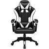 VitaForge Sedia da Gaming, Sedia per Computer Ergonomica a Schienale Alto Stile Racing con Poggiatesta e Supporto Lombare Regolabili, Girevole in Pelle PU per Adulti, Nero/Bianco