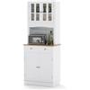 GIANTEX Mobile Dispensa da Cucina, Armadio di Stoccaggio Autonomo con Credenza e 2 Cassetti, Ripiani Regolabili, Ampio Spazio per Forno a Microonde, 2 Colori, 68,5 cm x 40,5 cm x 170 cm (Bianco)