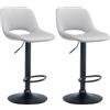 CLP Set di 2 sgabelli da bar Camden I Rivestimento in velluto, Colore: grigio chiaro, Materiale base: Metallo nero opaco