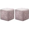vidaXL 2x Comodini Imbottiti Telaio in Legno Stile Contemporaneo Morbidi Decorativi Pouf Notte Sgabelli Poggiapiedi Rosa in Tessuto Vellutato