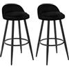 WOLTU Sgabelli Cucina Set di 2, Sgabello da Bar Alti con Piedini Regolabili e Poggiapiedi, per Isola cucina, Bistrot, Sedie Alte Velluto, Struttura in Metallo, Nero