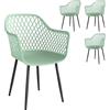 Outsunny Set 4 Sedie da Giardino in Polipropilene Anti UV, Sedie per Pranzo da Esterno con Schienale Diamantato, Braccioli, Gambe in Metallo, per Patio Balcone Terrazza Esterno, 56x51x84 cm, Verde