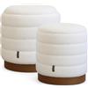 LAMBY HOME Borreguito, set di 2 sgabelli portaoggetti da salotto, poggiapiedi, ottomano, pouf letto, 46 x 42 x 42 cm + 37 x