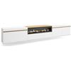 Skraut Home | Mobile TV Soggiorno | Ampio spazio a disposizione | 288x45x35 cm | TV di grande formato | Camino elettrico | Sospeso, da appendere | Stile moderno | Bianco e Rovere soft