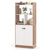 GIANTEX Libreria a 3 Livelli con 4 Scomparti Aperti e 2 Ante, Piedini Antiscivolo e Cerniere Metalliche, Dimensioni 60x30x133 cm, per Soggiorno, Camera da Letto e Ufficio (Naturale)