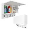 Milionmeblicom Mobiletto Pensile da Bagno Paula con Ganci Neri Tripli, Salvaspazio, Mobile da Parete Sospeso, Armadietto Pieghevole con Apertura Telescopica, Bianco Opaco, 39 x 90 x 23 cm