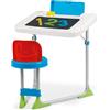 BAKAJI Banco Scuola 2 in 1 per Bambini Piano Reclinabile con Struttura in Ferro, Seggiolino e Vano Portaoggetti, Scrivania con Sedia per Ragazzi, Scrittoio Gioco Educativo (Azzurro)