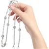 GARVALON Catena per Borsa Uncinetto in Metallo e Cristallo per Sostituzione Tracolla, Leggera e Facile da Installare, per Borse Fai da Te e Clutch Argento