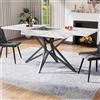Moimhear Tavolo da pranzo estensibile, 120 (-160) x80 x 66,1 cm, tavolo da cucina allungabile, tavolo da colazione, gambe del tavolo a forma di stella, gambe in ferro nero (piano bianco)