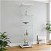 KRYZOR Vetrina in vetro in piedi 36 x 42 x 164 cm, armadio portaoggetti in vetro su piedistallo, 4 ripiani, vetrina per collezione con 1 ante e serratura, per bar, cucina e soggiorno (bianco - 4