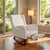 KRYZOR Poltrona relax con poggiapiedi retrattile, sedia a dondolo con braccioli, piacevole tessuto cashmere, sedia da allattamento con cuscino, divano singolo lounge con tasca laterale (Teddy Velvet