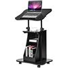 LIFEZEAL Tavolo per computer portatile, scrivania regolabile in altezza 66-110 cm con ruote, tavolino carrello con ripiano di stoccaggio