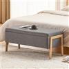 Ckaff Panca Contenitore Camera da Letto, Panca Fondo Letto, Cassapanca con Contenitore Imbottita, Pouf Organizzatore Ottomano in Lino per Camera da Letto Soggiorno Ingresso, Grigio