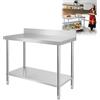 LARS360®, tavolo da lavoro in acciaio inox, con o senza alzatina, di colore argento, ideale per la gastronomia, per il bar e per il ristorante, Metallo, Mit Aufkantung, L x B x H: 100 * 60 * 85 cm