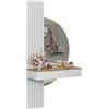 Vicco Tavolo da toeletta Melina, Bianco/quercia, 100 cm con specchio a LED, Perfetto per una routine di bellezza organizzata
