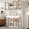 Lexiou Armadio in vetro per porta, 200 cm di altezza, colore bianco, con luci LED, scaffale di stoccaggio multiplo per collezione, camera da letto, soggiorno, ufficio (1)