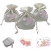Doni Bomboniere Set Bomboniere Battesimo Nascita Compleanno 12 Sacchetti Misto Juta Cotone Rosa Portaconfetti con Cuore in Legno 12 Bustine Confetti Rosa 12 Bigliettini da Personalizzare Festa Gadget