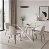 Yellowshop | Tavolo Rettangolare YAML160x90 cm cm - Piano in Vetro Temperato e Struttura in Acciaio Bianco, Design Moderno per Sala da Pranzo e Soggiorno