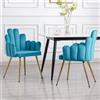 Ya-Home Set di 2 Sedie da Pranzo in Velluto Sedie da Cucina con Gambe in Metallo Dorato Sedie da Salotto Poltrona Imbottite per Sala da Pranzo/Ristorante, Blu