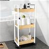 HUOLE Carrello portaoggetti con ruote in bambù con scaffale a 3 vani, Carrello di stoccaggio a 3 livelli, carrello portaoggetti con scaffale a rotelle per bagno, cucina in bambù 20 * 30 * 80 cm