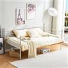 DORAFAIR Divano Letto Metallo Singolo, Letto Singolo Frame Black Metal Telaio del Letto 90 x 200 cm - Bianca