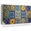 Generic Copertura per Termosifone 110x60 cm Tappetino Magnetico Montaggio Facile per Radiatore Decorazione per Interni Senza Viti o Colla - Piastrelle con Motivi Floreali, Colori intensi
