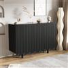 NADEUSAK Credenza a goccia nera, 80 cm x 120 cm, con ante sagomate e cerniera a buffer