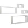 MODULARREDO | MERLINO Set 4 Mensole da Muro, Pensile Bagno, Mensola Parete, 75x30 e 60x25 p15.5 cm, 2 da 25x15 cm, Kit Tasselli Incluso, Rovere Sbiancato - Made in Italy