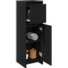 vidaXL Mobile da Bagno Rovere Nero 30 x 30 x 95 cm