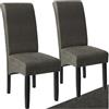 tectake® Set 2 Sedie Sala da Pranzo Ergonomiche, Sedie Moderne Sala da Pranzo con Gambe in Legno Massiccio, Sedie Comode per Ideali per Soggiorno e Cucina, Design Elegante - Grigio Marmorizzato