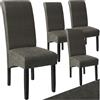 tectake® Set di 4 Sedie da Pranzo Imbottite, Ergonomiche, 44 x 63 x 106 cm | Rivestimento in Ecopelle, Schienale Alto, Gambe in Legno Massiccio, Piedini Antigraffio in Plastica, Grigio Marmorizzato