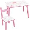 FUN HOUSE Bambino 713527 Unicorno Tavolo H.41, L.61 42 cm con una sedia H.49,5 x L.31 x P.31,5 cm
